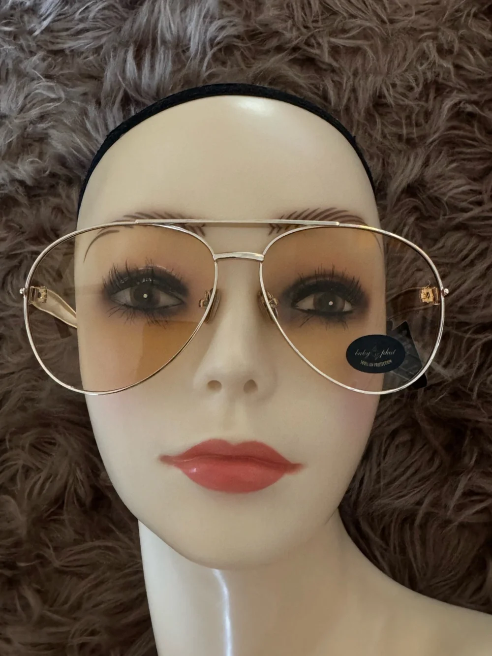 Orange lens sunglasses aviator gold detail baby path